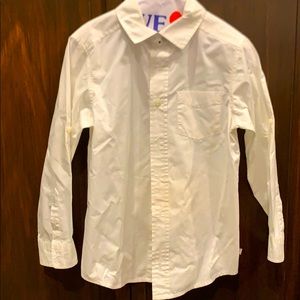 Kids white button shirt with pin-stripped pants